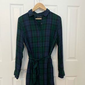 Banana Republic Green and Navy Plaid Shirtdress
